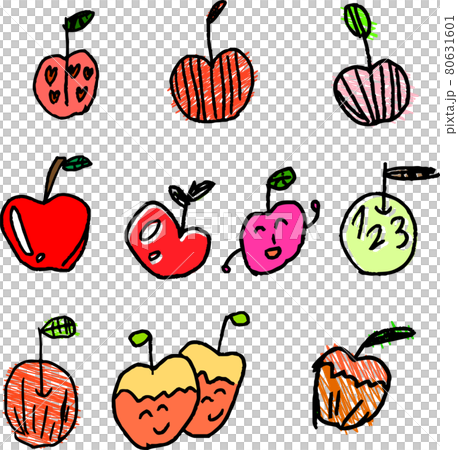 りんご 子供の落書き イラスト セット 80631601