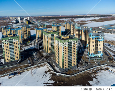 Bird eye view on sleeping neighborhood. Tyumen. Russia 80631737