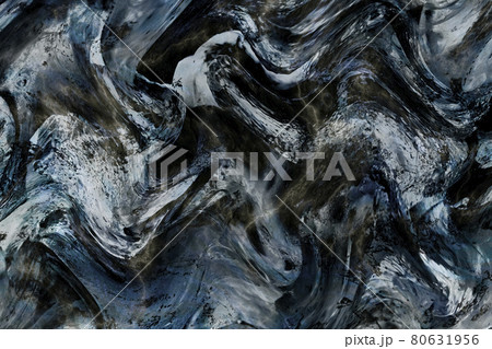 水墨画風 荒波の背景 80631956