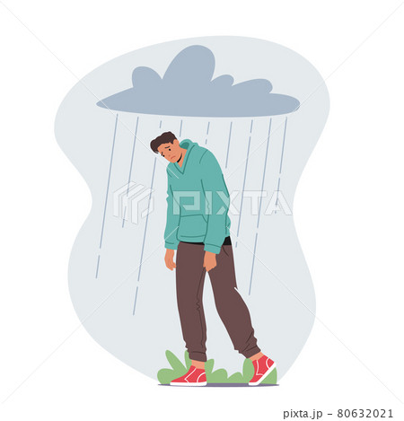 Depressed Anxious Man Suffer of Depression or... - Stock Illustration  [80632021] - PIXTA