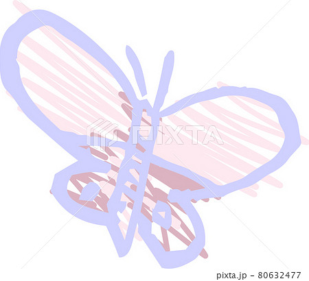 子供が描いたかわいい蝶の落書きのイラスト素材