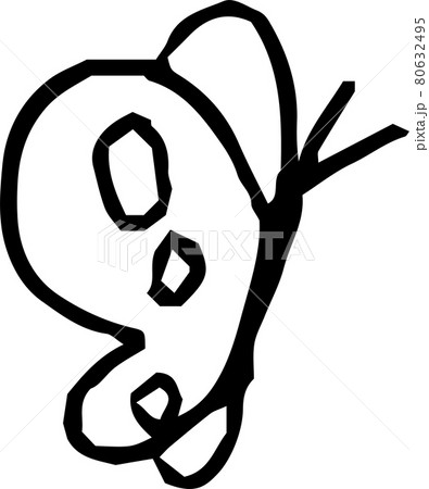 子供が描いたかわいい蝶の落書きのイラスト素材