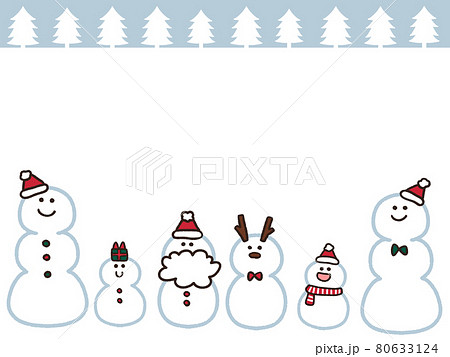 クリスマスの雪だるまのフレーム背景のイラスト素材 [80633124] - PIXTA