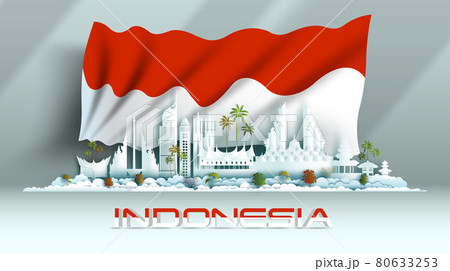Independence anniversary celebration national day in Indonesia flag background. 80633253