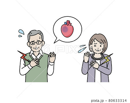 高齢者 年配 男女 心筋梗塞 発作 大動脈瘤 乳がん イラスト素材のイラスト素材