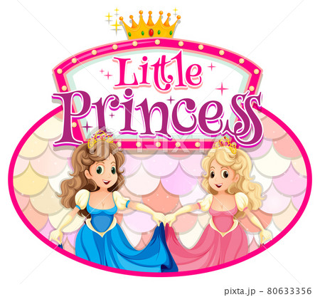 Princess Cartoon Character With Little Princess のイラスト素材