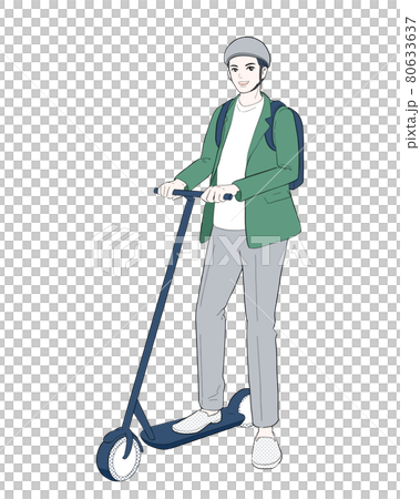 通勤で電動キックボードに乗る男性 80633637