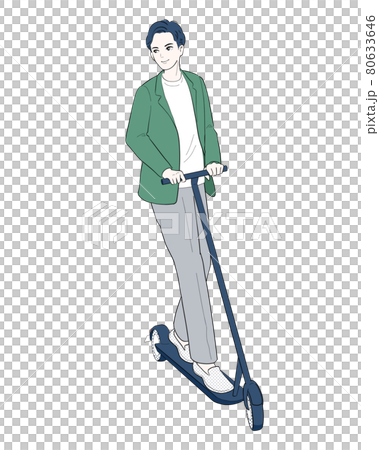通勤で電動キックボードに乗る男性 80633646
