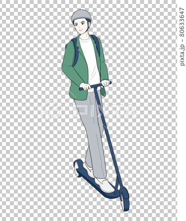 通勤で電動キックボードに乗る男性 80633647