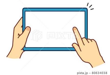 タブレットを操作する手　イラスト素材 80634038