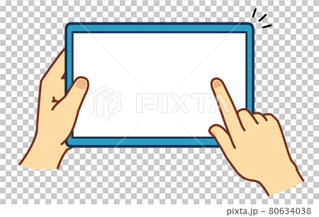 タブレットを操作する手　イラスト素材 80634038