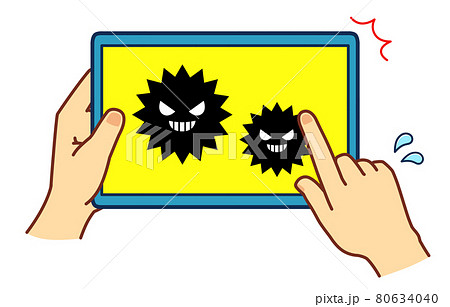 ウイルスに感染したタブレット　イラスト素材 80634040