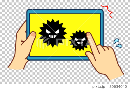 ウイルスに感染したタブレット　イラスト素材 80634040
