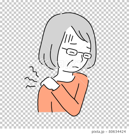 肩こりで悩む高齢者の女性 肩こりで悩む高齢者の女性 80634424