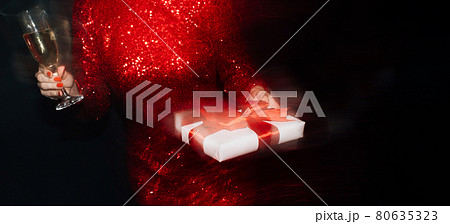 christmas party festive woman holiday spirit 80635323