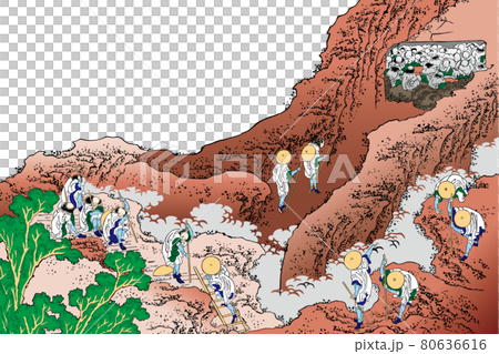 Katsushika Hokusai 圖像人攀登明亮的版本白色背景 80636616