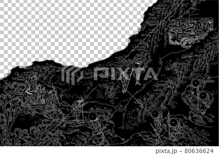 Katsushika Hokusai 圖像人攀爬線倒置白色背景 80636624