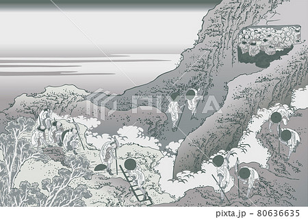 葛飾北斎イメージ諸人登山銀 80636635