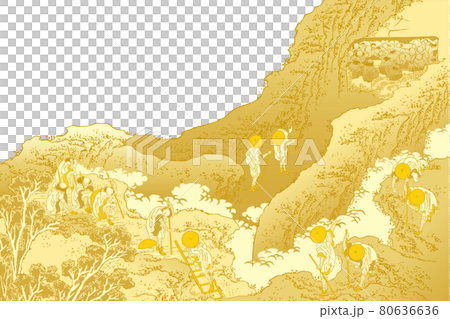 Katsushika Hokusai image People climbing gold white background 80636636