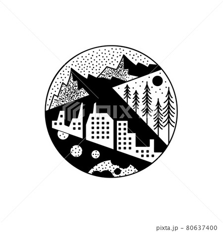 Mountains Adventure Tattoo Design Summer Crest のイラスト素材
