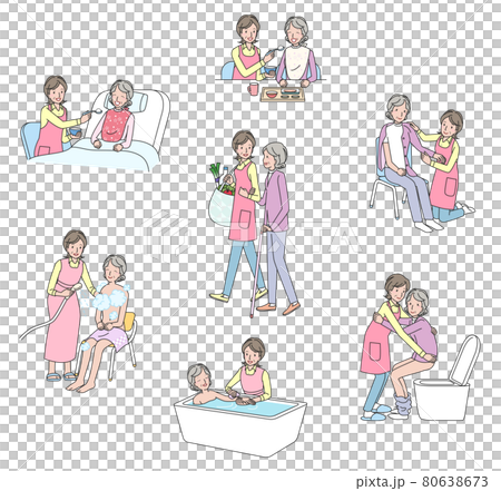 シニア女性の介護をする中高年の女性　いろいろ 80638673