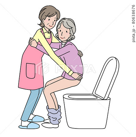 シニア女性の排泄介助をする中高年の女性 80638676