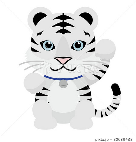 招き猫ポーズの寅イラスト 80639438