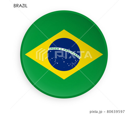 Republic of Brazil flag icon in modern neomorphism style. Button for mobile application or web. Vector on white background 80639597