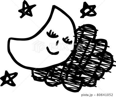 子供が描いたかわいい月と星の落書きのイラスト素材 子供が描いたかわいい月と星の落書きのイラスト素材