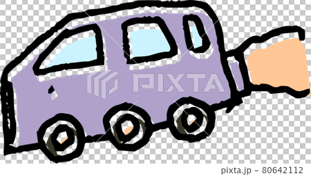子供が描いたかわいい車の落書きのイラスト素材