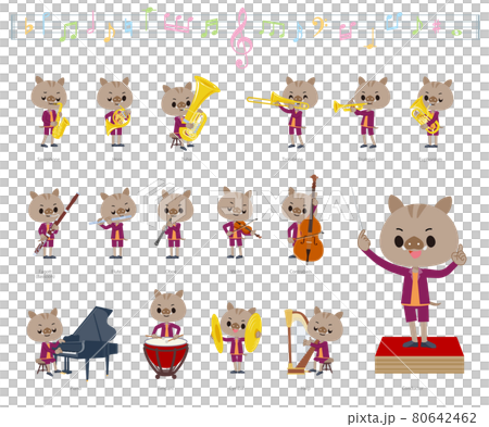 Boar boy set on classical music performance Boar boy set on classical music performance 80642462