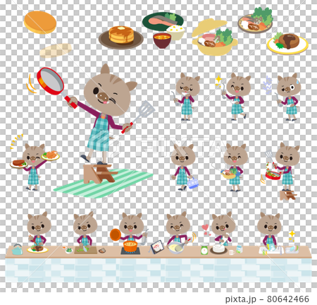 Boar boy set on cooking Boar boy set on cooking 80642466