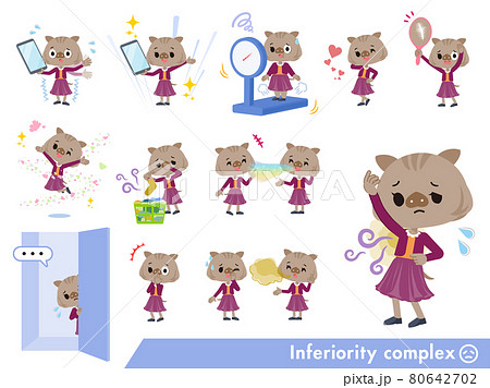 劣等感に関するイノシシの女の子のセット 80642702