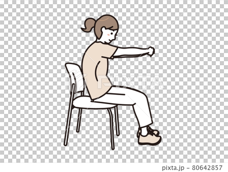 椅子に座ってストレッチをする女性 80642857