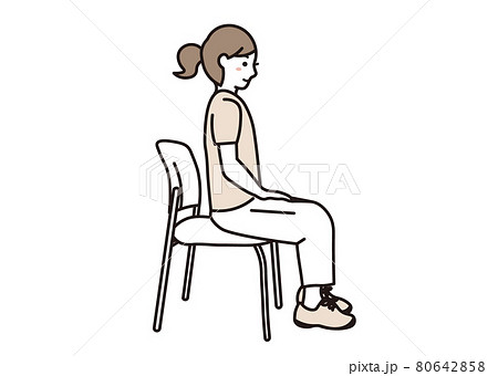 椅子に座ってストレッチをする女性のイラスト素材