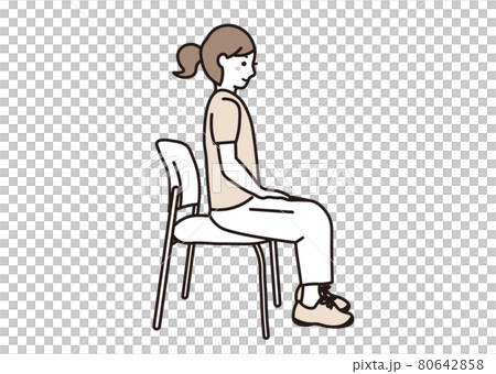 椅子に座ってストレッチをする女性 80642858