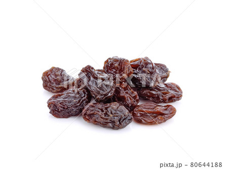 Dried raisins on white background Dried raisins on white background 80644188