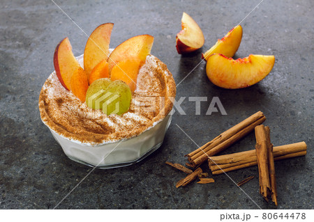 Glass bowl with Greek yogurt Glass bowl with Greek yogurt 80644478