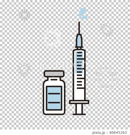 疫苗瓶和注射器的簡單說明矢量圖 疫苗瓶和注射器的簡單說明矢量圖 80645263