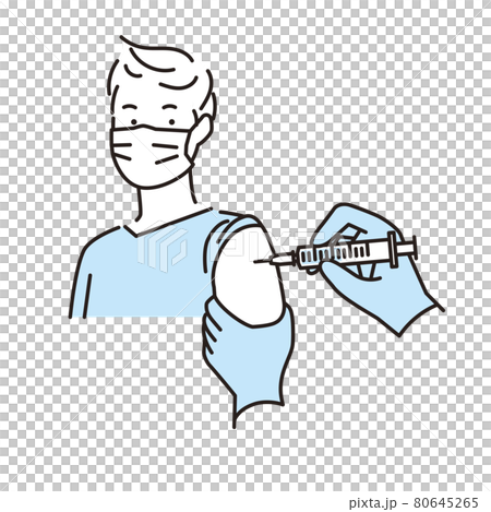 簡單說明:一個年輕人服用新冠疫苗 簡單說明:一個年輕人服用新冠疫苗 80645265