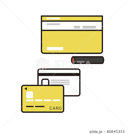 シンプル　イラスト　通帳とキャッシュカードとはんこのベクターイラスト 80645353