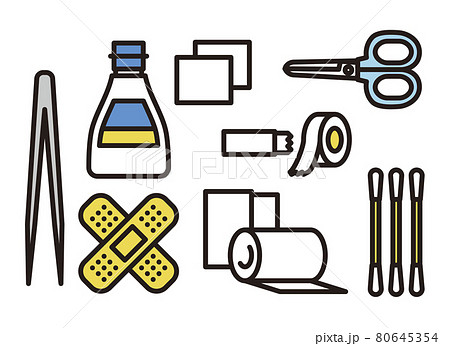 シンプル　イラスト　救急セットのベクターイラスト 80645354