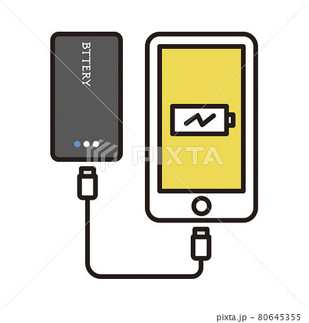 シンプル イラスト モバイルバッテーリーとスマホのベクターイラスト シンプル イラスト モバイルバッテーリーとスマホのベクターイラスト 80645355