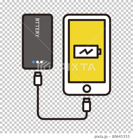 シンプル イラスト モバイルバッテーリーとスマホのベクターイラスト シンプル イラスト モバイルバッテーリーとスマホのベクターイラスト 80645355