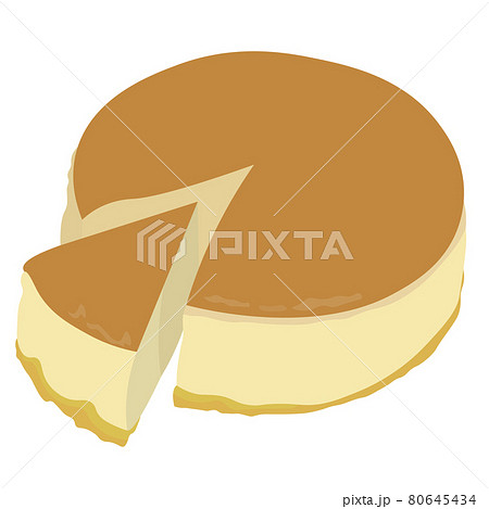ホールのベイクドチーズケーキのイラスト素材