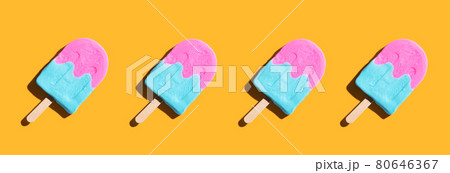 Pink and blue popsicles with shadow 80646367