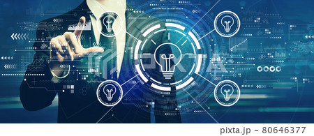 Light bulbs theme with businessman Light bulbs theme with businessman 80646377