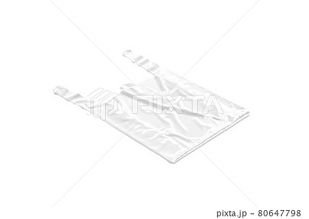 Blank white t-shirt plastic bag with handle mockup, side view Blank white t-shirt plastic bag with handle mockup, side view 80647798