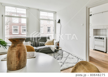 Modern furniture in a bright living room 80648275