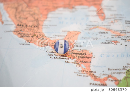 El Salvador flag drawing pin on the map El Salvador flag drawing pin on the map 80648570